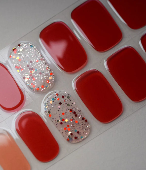 Rojo glitter| UƱas de gel