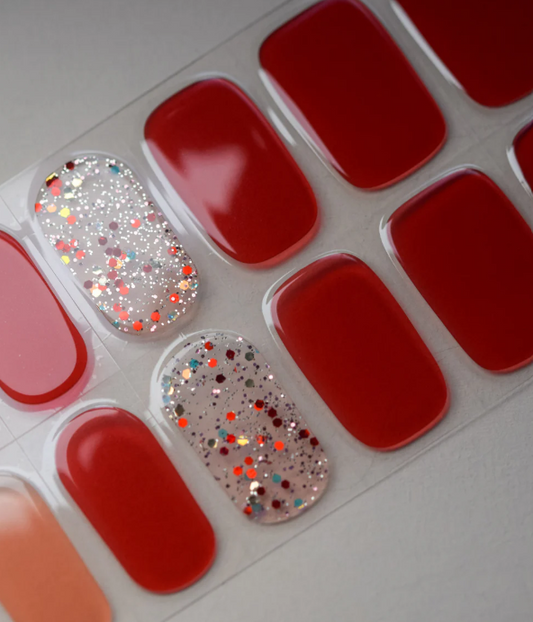 Rojo glitter| Uñas de gel
