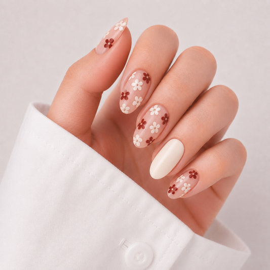 Flower Brown | Uñas de gel
